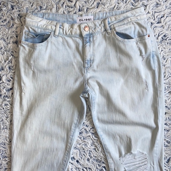 DL1961 Margaux Instasculpt Ankle Skinny Distressed Stretch Blue Jeans Size 29 - Picture 3 of 13